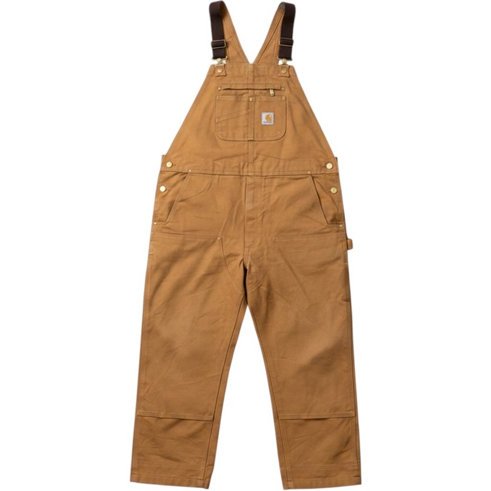 Carhartt Mens R01 Duck Bib Overalls Double Knee Brown Cotton Canvas 42x30